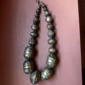 Vintage Moroccan silver bead necklace